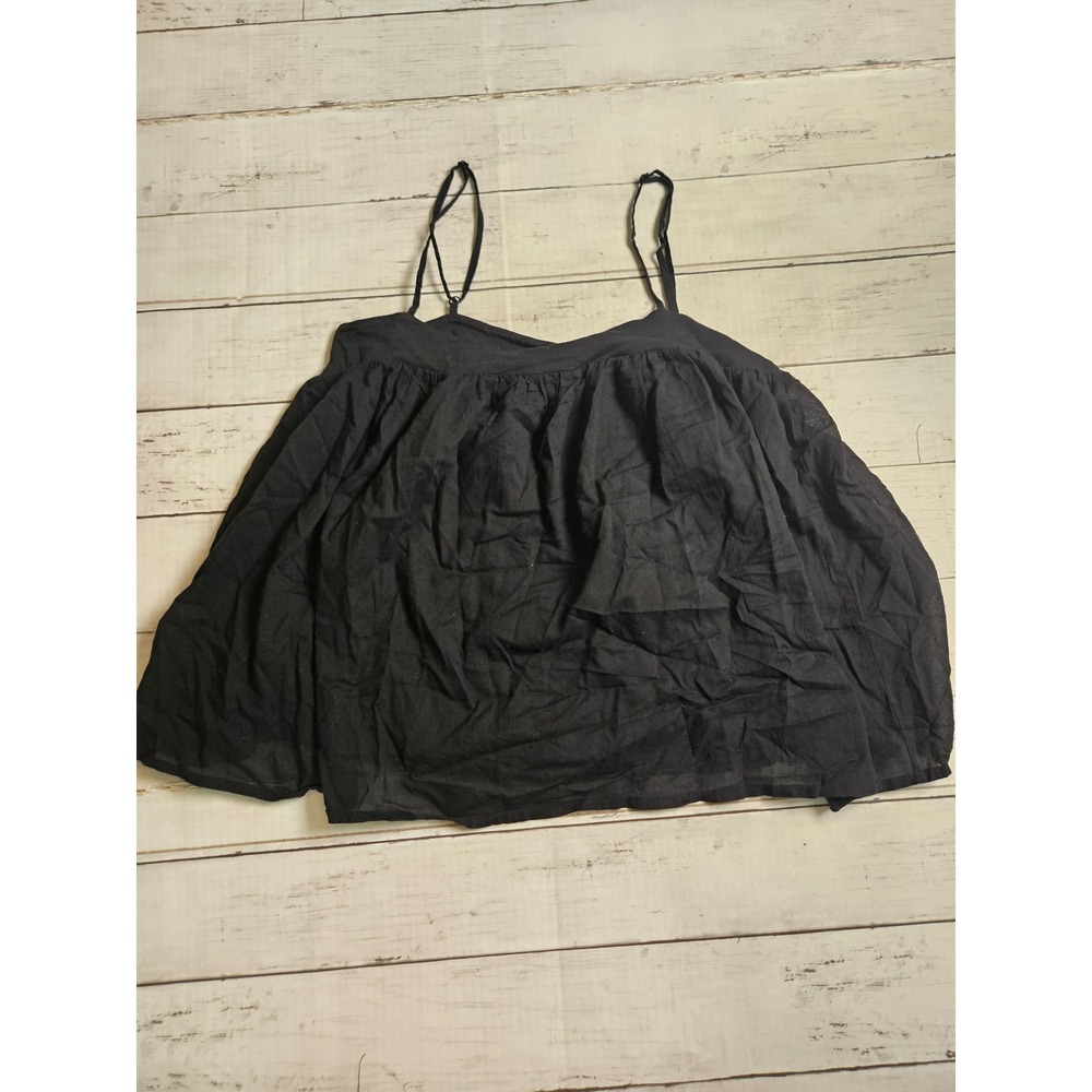 Skarlett Blue Black Pima Cotton Babydoll Camisole Tank Top Large Keyhole Back